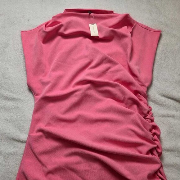 New XL By Anthropologie The Maya ruched cowl-neck dress in pink - Picture 6 of 12